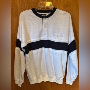 Vintage Puritan Gray and Black Polo Sweatshirt Pullover